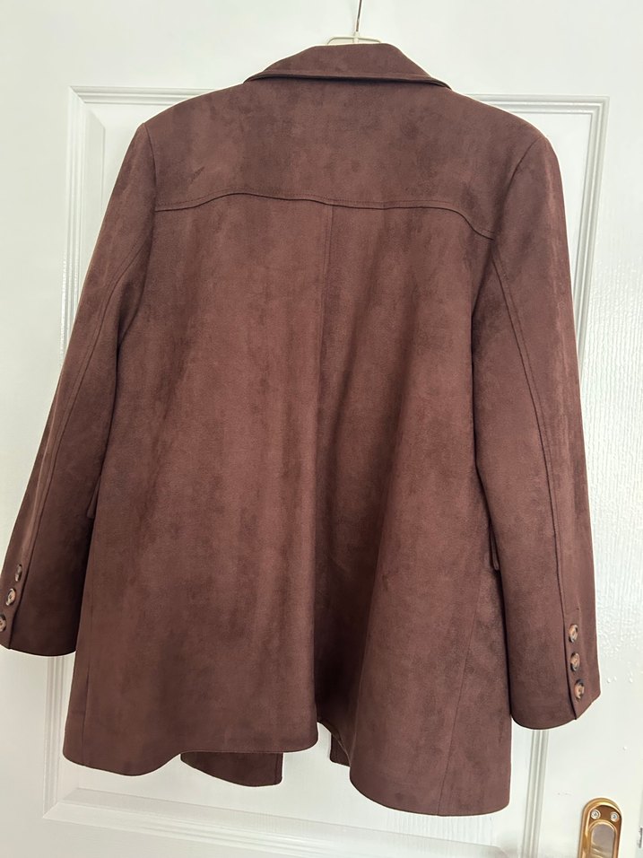 Kahverengi Süet Düğmeli Kadın Blazer - Görsel 2