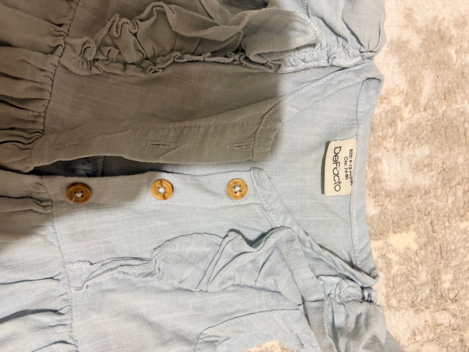 DeFacto Kız Gri Keten Kısa Kollu Bluz - Görsel 2