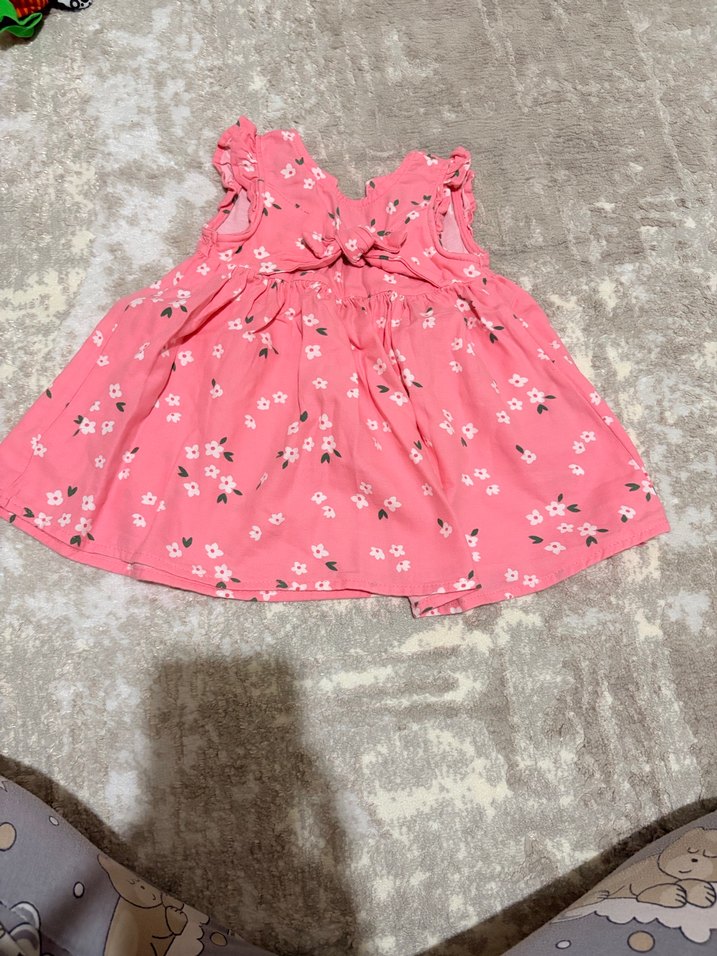 Pembe Çiçekli Kolsuz Kız Elbisesi - Görsel 2