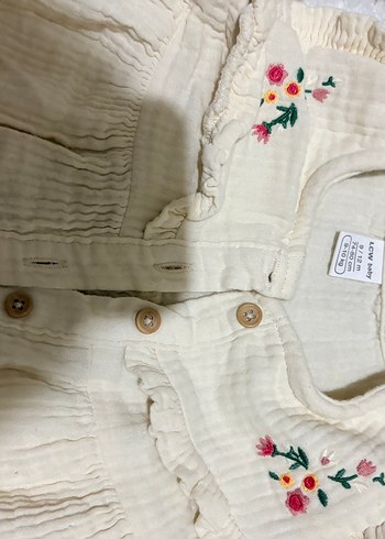 Nakışlı Fırfırlı Kız Çocuk Keten Elbise - Görsel 2