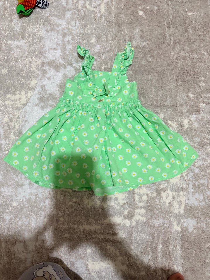 Kız Çocuk Yeşil Fırfırlı Elbise - Görsel 2