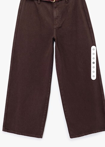 Kahverengi Crop Geniş Paça Kadın Jean Pantolon - Görsel 2