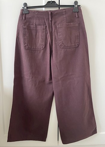 Kahverengi Crop Geniş Paça Kadın Jean Pantolon - Görsel 5