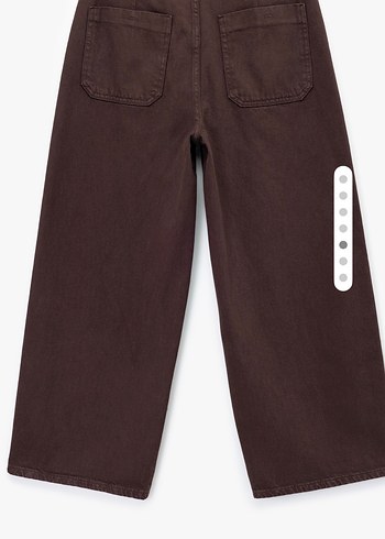 Kahverengi Crop Geniş Paça Kadın Jean Pantolon - Görsel 3