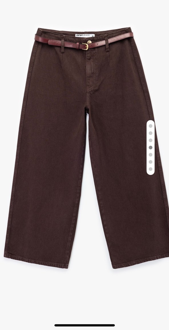 Kahverengi Crop Geniş Paça Kadın Jean Pantolon - Görsel 2