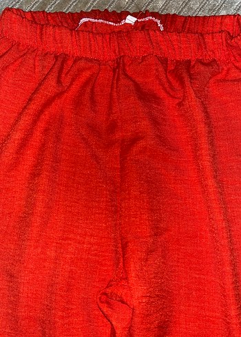 Turuncu Pilili Keten Kadın Pantolon - Görsel 2