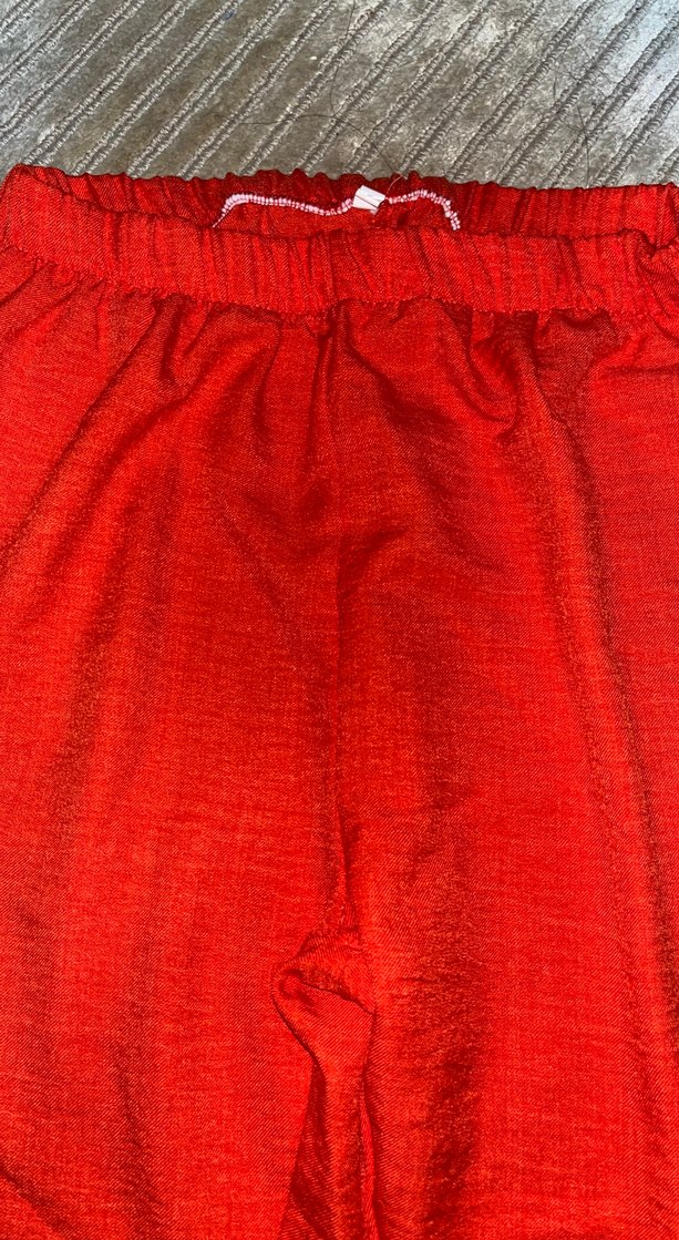 Turuncu Pilili Keten Kadın Pantolon - Görsel 2