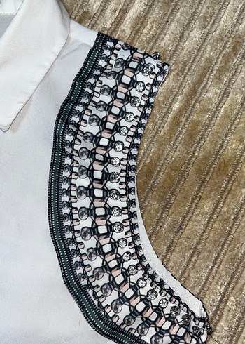 Nakışlı Kolsuz Bohem Beyaz Gömlek - Görsel 3