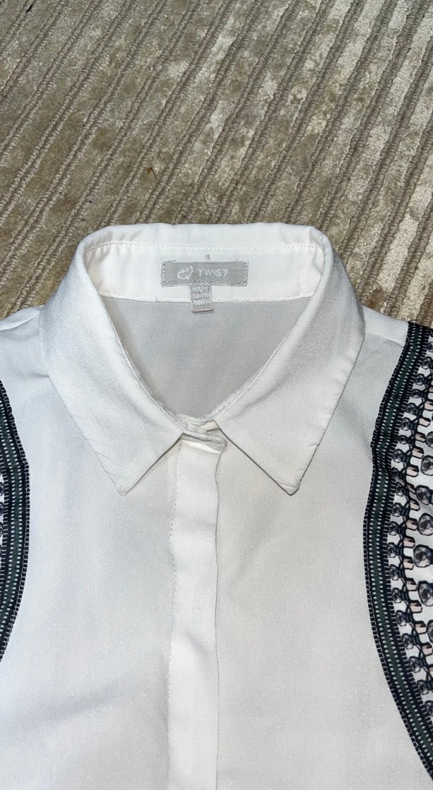 Nakışlı Kolsuz Bohem Beyaz Gömlek - Görsel 4