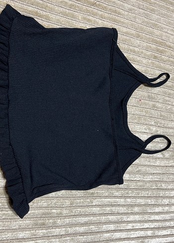 Siyah Fırfırlı Kolsuz Mini Atlet - Görsel 3