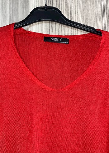 Kadın Kırmızı V Yaka Triko Kazak - Görsel 5