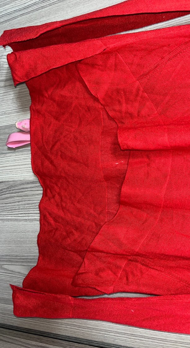 Kadın Kırmızı V Yaka Triko Kazak - Görsel 4