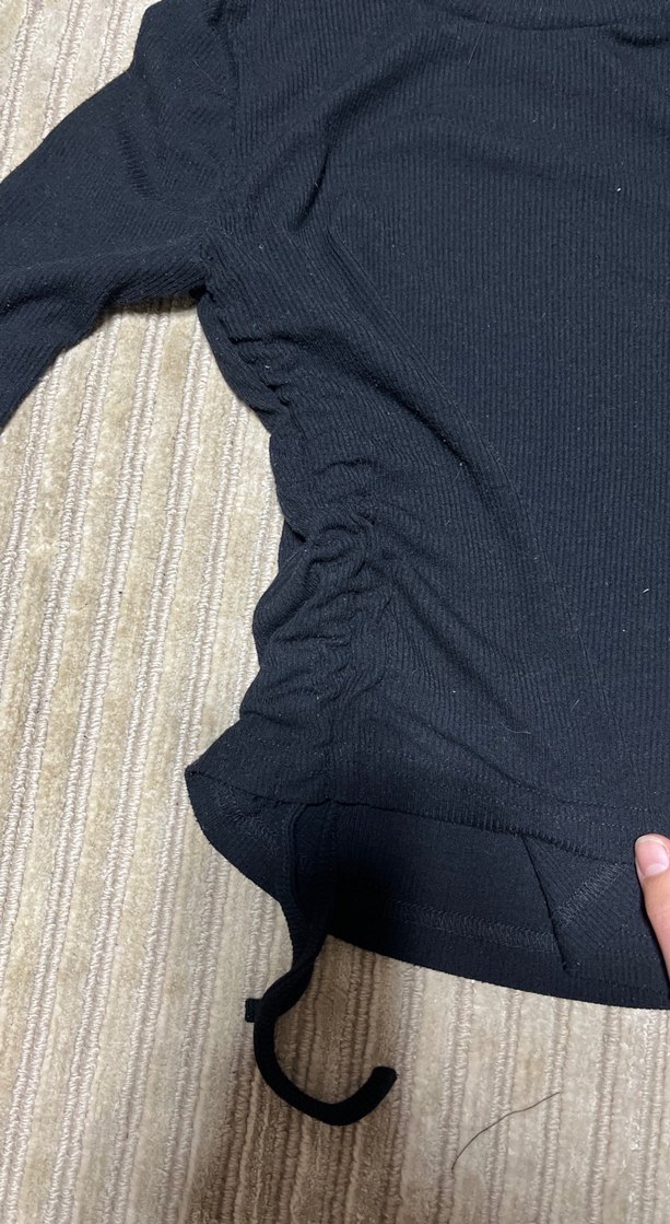 Kadın Siyah Yüksek Yakalı yandan büzmeli - Görsel 2