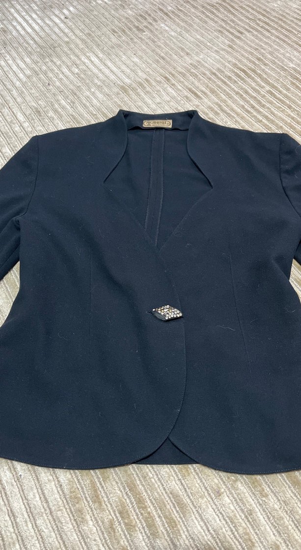 Düğmeli Lacivert Kadın Blazer Ceket - Görsel 3