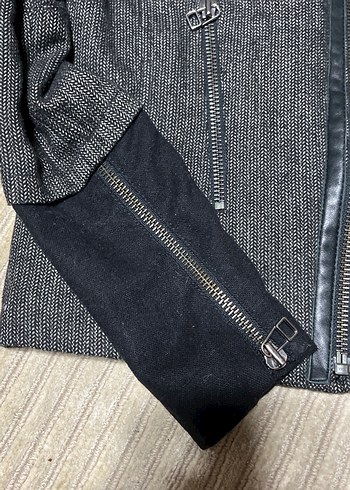 Gri Kadın Denim Fermuarlı Ceket - Görsel 2