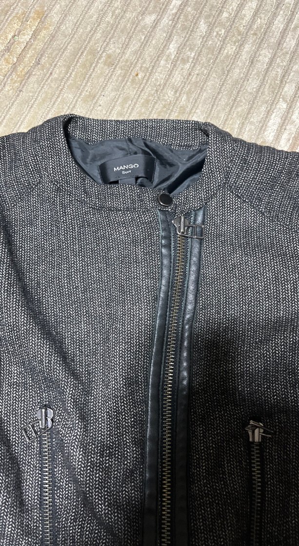 Gri Kadın Denim Fermuarlı Ceket - Görsel 3