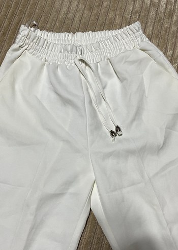 Beyaz Midi Kadın Kumaş Pantolon - Görsel 2