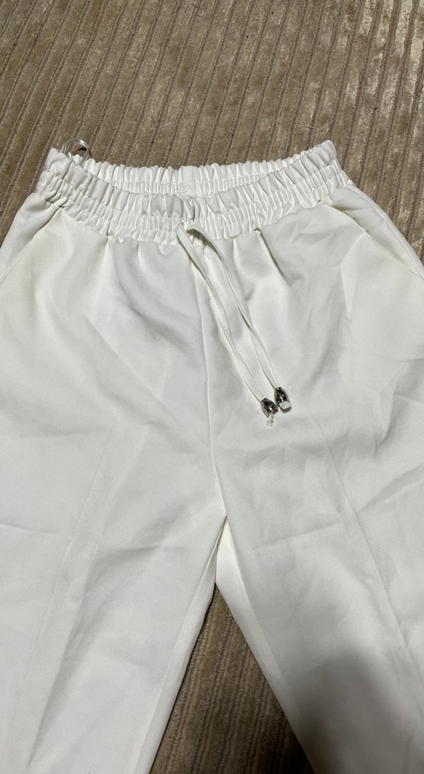 Beyaz Midi Kadın Kumaş Pantolon - Görsel 2