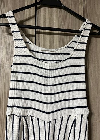 Çizgili Piliseli Uzun Kadın Tulum - Görsel 2