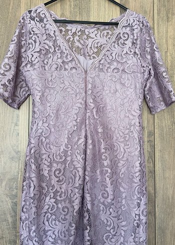 Dantel İşlemeli Lila Midi Elbise - Görsel 4