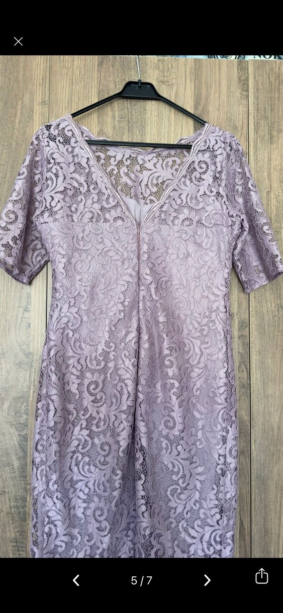 Dantel İşlemeli Lila Midi Elbise - Görsel 4