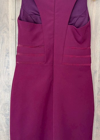 Mürdüm Midi Kolsuz Drapeli Kadın Elbise - Görsel 3