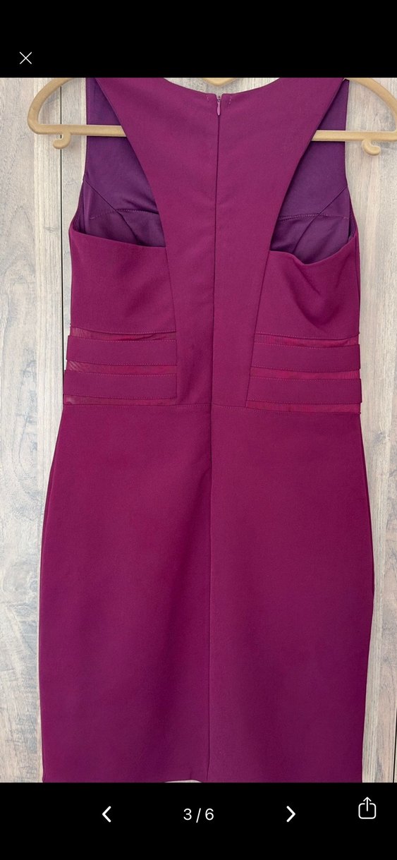 Mürdüm Midi Kolsuz Drapeli Kadın Elbise - Görsel 3