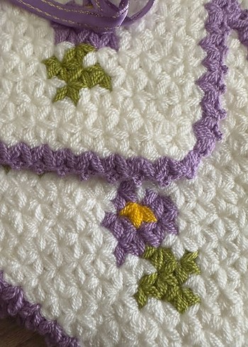 Nakışlı Mor 3lü çiçekli lif - Görsel 2