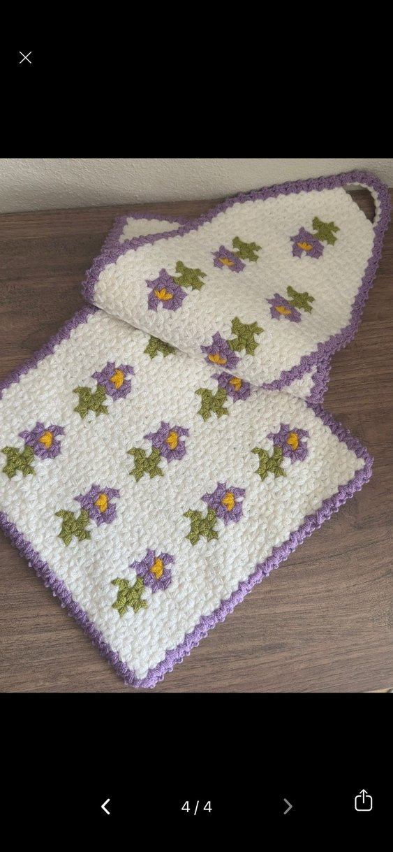 Nakışlı Mor 3lü çiçekli lif - Görsel 4