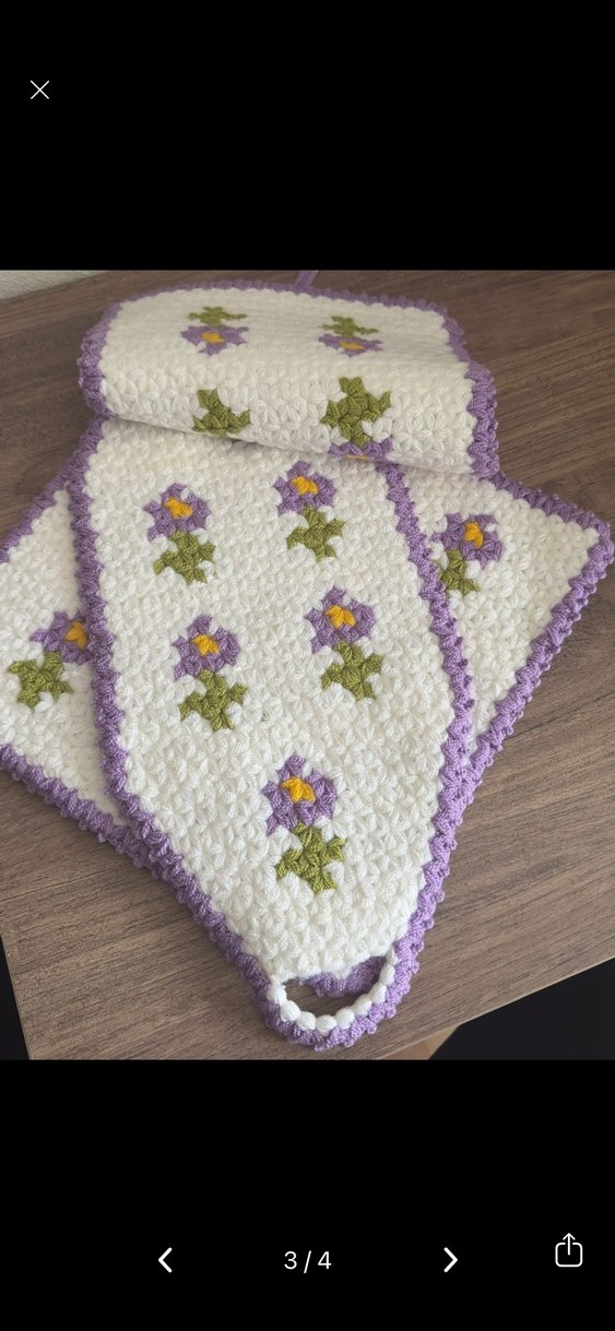 Nakışlı Mor 3lü çiçekli lif - Görsel 3