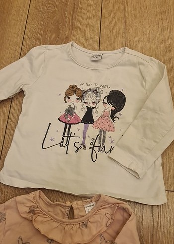 Kız Çocuk Uzun Kollu Pamuklu Tişört ikili - Görsel 4
