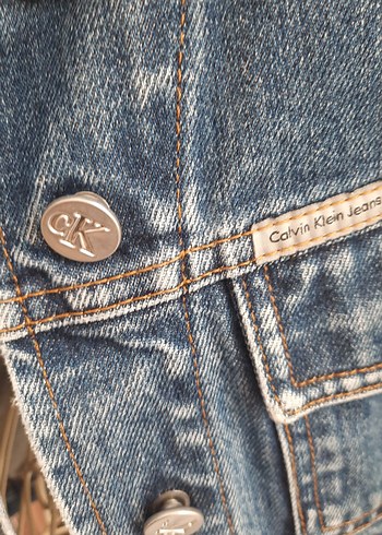 Calvin Clain Düğmeli Mavi Kadın Kot Ceket - Görsel 3