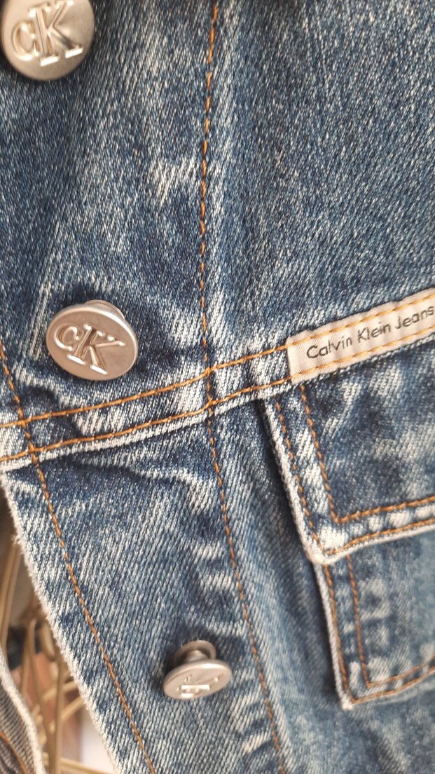 Calvin Clain Düğmeli Mavi Kadın Kot Ceket - Görsel 3