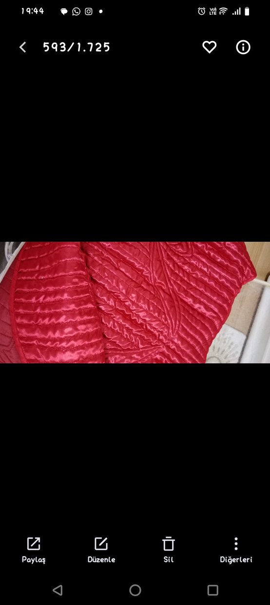 saten  kırmızı Düz Yatak Örtüsü pike takımı - Görsel 2