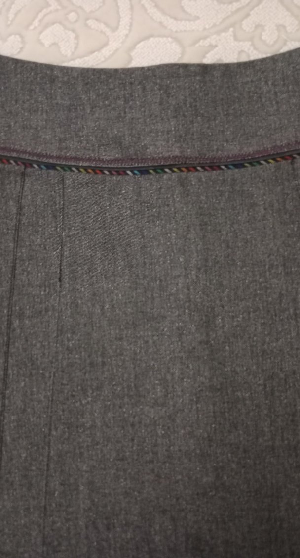 Gri Kadın diz altı etek  esnek likralı 100/100 pamuklu  kumaş - Görsel 4