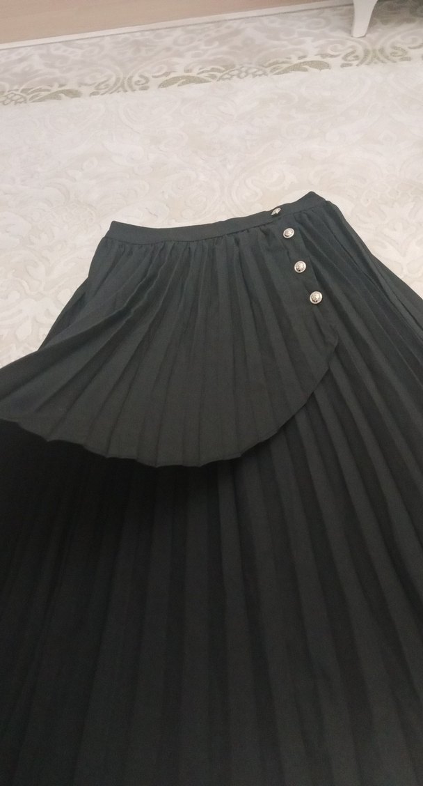 Kadın Siyah Piliseli Uzun Etek - Görsel 3