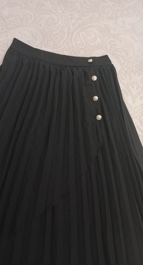 Kadın Siyah Piliseli Uzun Etek - Görsel 2