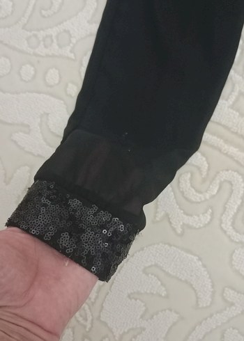 Siyah Uzun Kollu degaje Yaka Abiye  özel dikim - Görsel 5