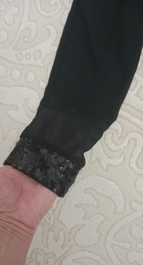 Siyah Uzun Kollu degaje Yaka Abiye  özel dikim - Görsel 5