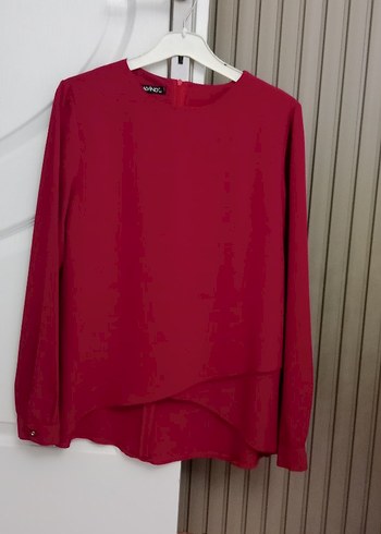 Pembe V Yaka Uzun Kollu Kadın Bluz - Görsel 3