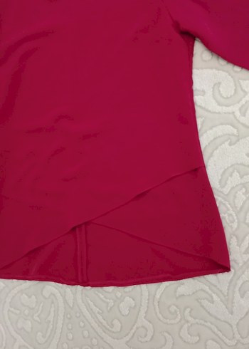 Pembe V Yaka Uzun Kollu Kadın Bluz - Görsel 5