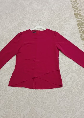 Pembe V Yaka Uzun Kollu Kadın Bluz - Görsel 2