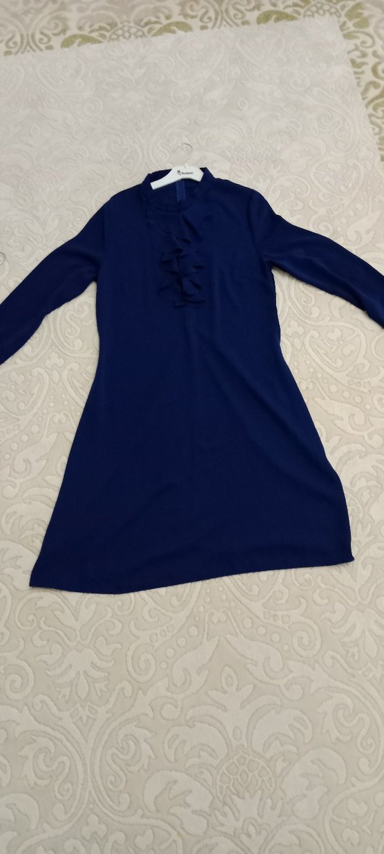 Uzun Kollu  Lacivert Kadın uzun  Tunik - Görsel 2