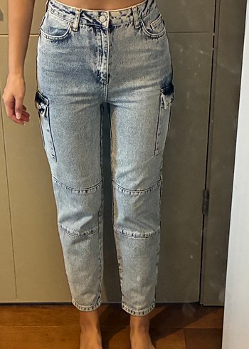 Trendyol & Milla Gri Cepli Loose Fit Denim Kadın Pantolon