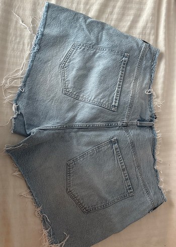 H&M Gri Mavi Midi Boy Rahat Kesim Kadın Kot Şort