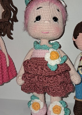 Pembe Pastel Renkli Örgü Bebek