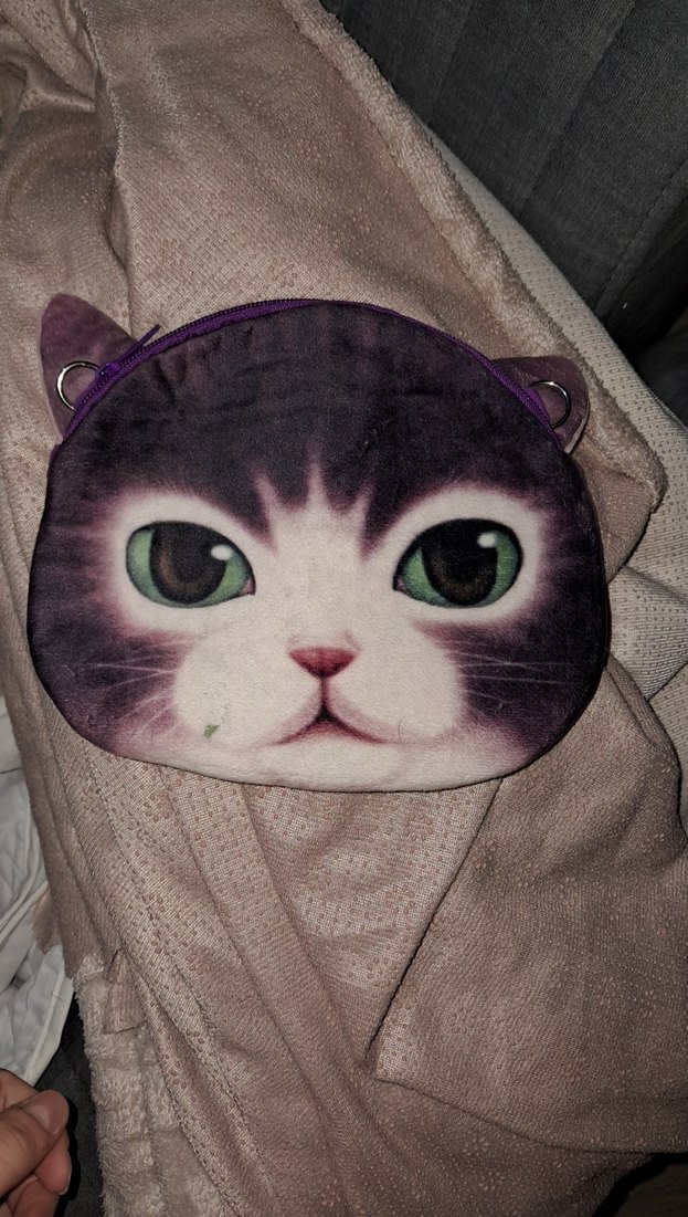 Gri Kedi Yüzü Desenli Kedi çanta - Görsel 2