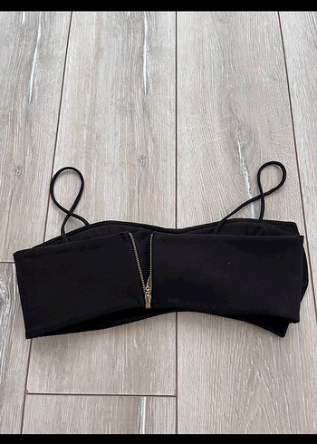 Tokalı Siyah Mini Strappy Büstiyer Üst - Görsel 3