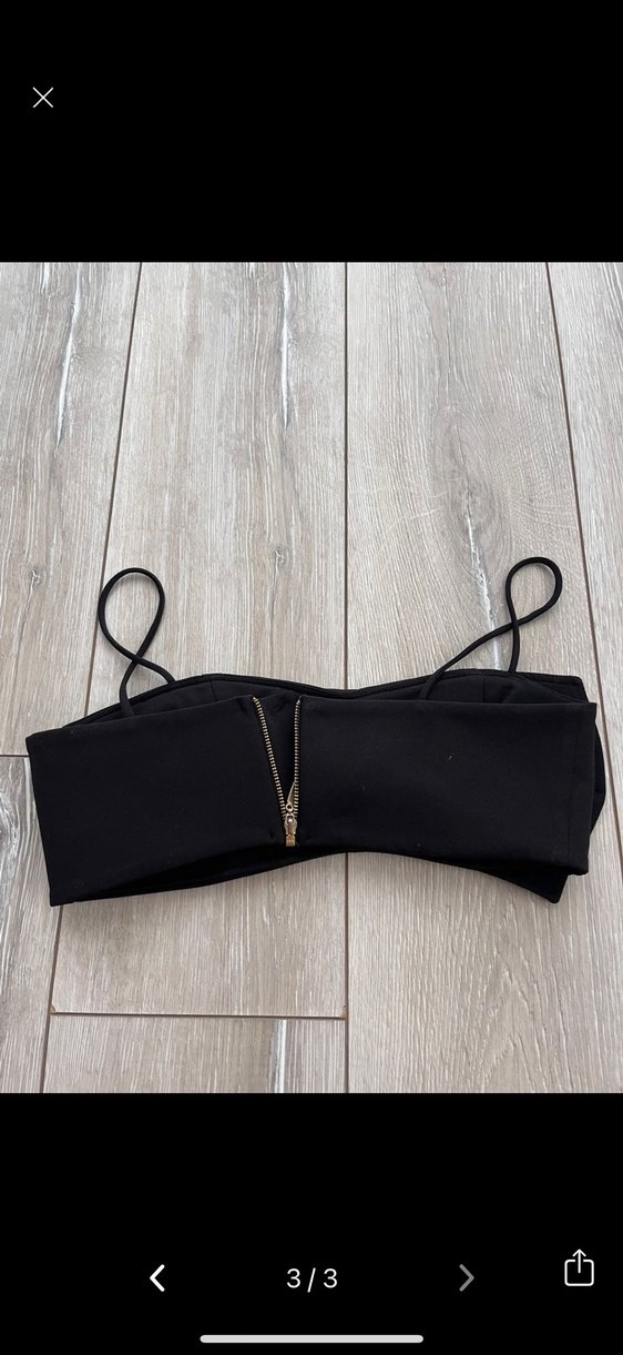 Tokalı Siyah Mini Strappy Büstiyer Üst - Görsel 3