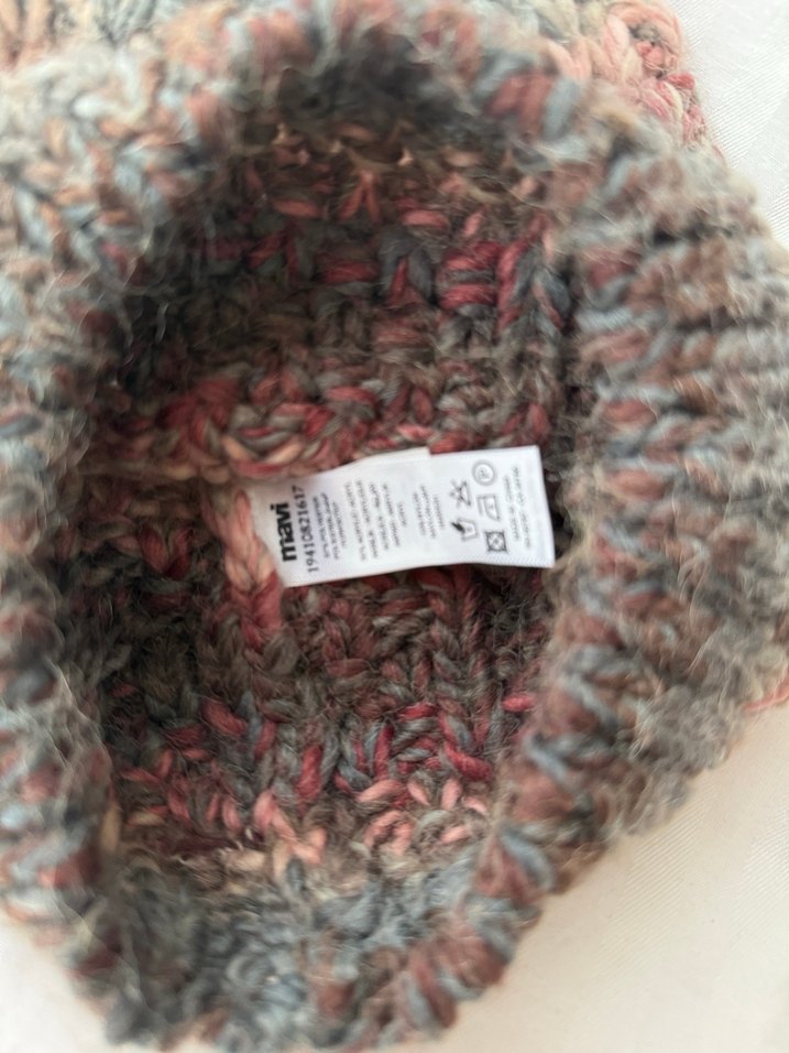 Mavi marka Gri Çok Renkli Örgü Kadın Bere - Görsel 2